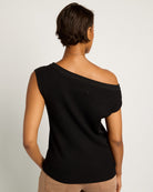 Black $|& SEAS Ava Off the Shoulder Tee - SOF Back