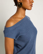 Denim Blue $|& SEAS Ava Off the Shoulder Tee - VOF Front