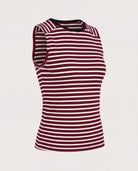 Wine/Ivory $|& SEAS Mia Striped Tank Top - Hanger Detail