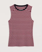 Wine/Ivory $|& SEAS Mia Striped Tank Top - Hanger Detail