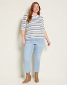 Cream Stripe $|& SEAS Amelia Elbow Sleeve Striped Sweater Top - UGC On Fig