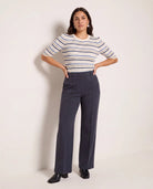 Cream Stripe $|& SEAS Amelia Elbow Sleeve Striped Sweater Top - UGC On Fig