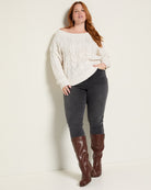 Cream $|& SEAS Delilah Off The Shoulder Cable Knit Sweater - UGC On Fig