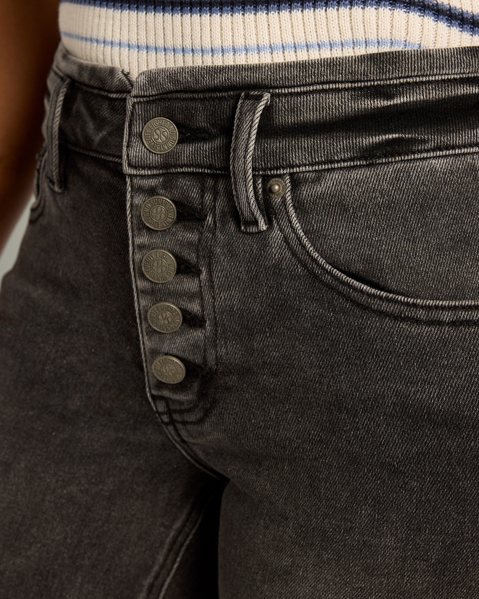 Dark Shore $|& SEAS Lucy Button Front Slim Straight Jean - SOF Full Front