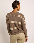 Ashwood/Grey Stripe $|& SEAS Mila Striped V-Neck Sweater - SOF Back