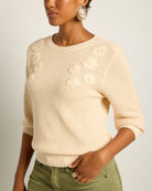 Cream $|& SEAS Penelope 3/4 Sleeve Sweater - VOF Front