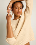 Cream $|& SEAS Penelope 3/4 Sleeve Sweater - SOF Full Front