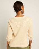 Cream $|& SEAS Penelope 3/4 Sleeve Sweater - SOF Back