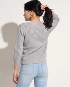 Heather Grey $|& SEAS Penelope 3/4 Sleeve Sweater - VOF Side