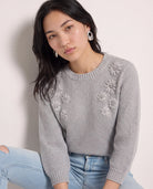 Heather Grey $|& SEAS Penelope 3/4 Sleeve Sweater - VOF Front