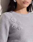 Heather Grey $|& SEAS Penelope 3/4 Sleeve Sweater - SOF Full Front