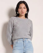 Heather Grey $|& SEAS Penelope 3/4 Sleeve Sweater - SOF Front