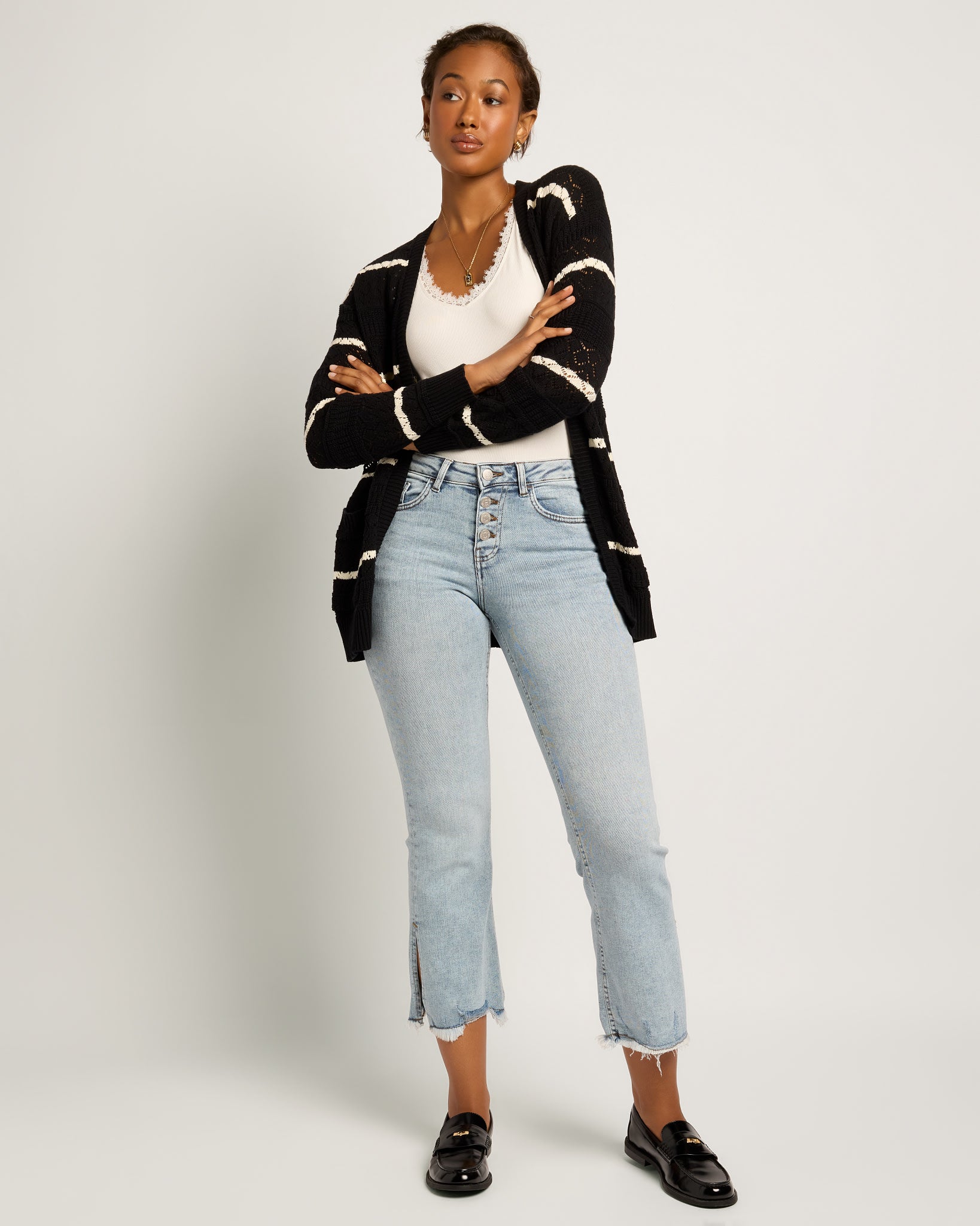 Black/Cream $|& SEAS Shore Pocket Cardigan - UGC On Fig