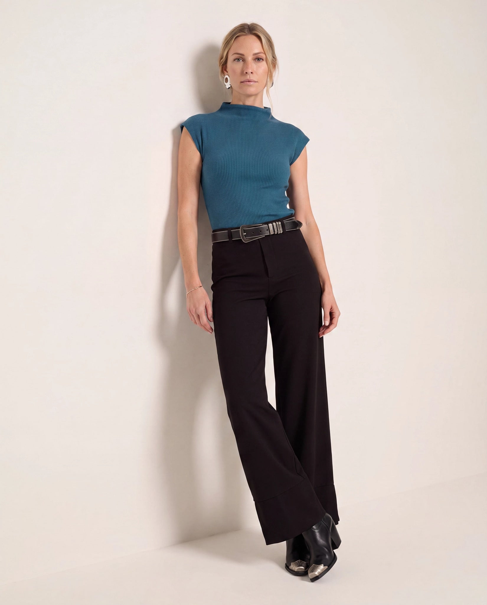 Spruced Up $|& SEAS Eliana Shirred Mock Neck Tee - UGC On Fig