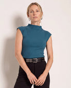 Spruced Up $|& SEAS Eliana Shirred Mock Neck Tee - SOF Front