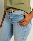 Lakeside $|& SEAS Lucy Button Front Slim Straight Jean - SOF Full Front
