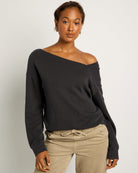 Washed Black $|& SEAS Lily Asymmetrical Pullover - SOF Front