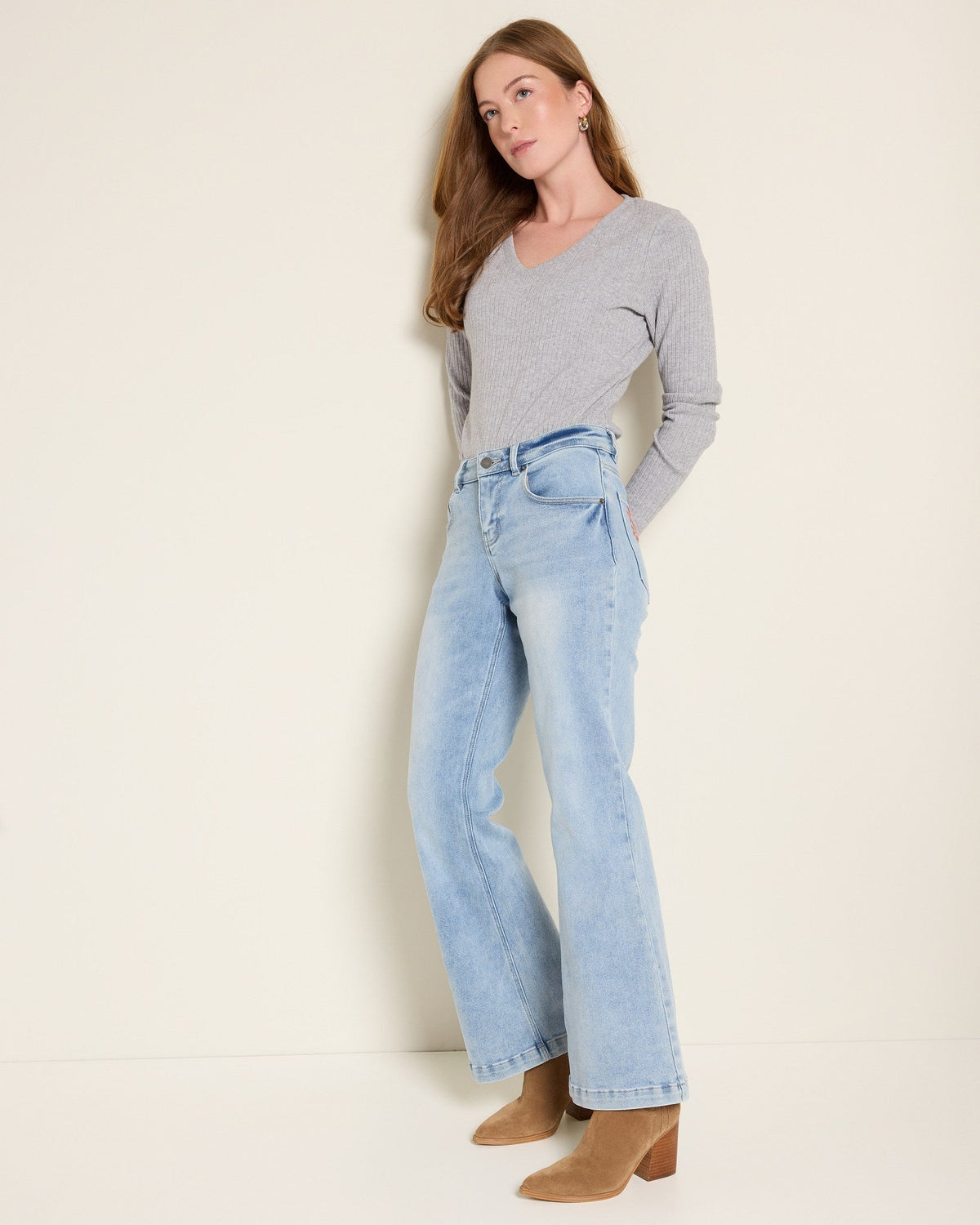 Lakeside $|& SEAS Stacy Mid Rise Embroidered Flare Jean - UGC On Fig