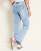 Lakeside $|& SEAS Stacy Mid Rise Embroidered Flare Jean - SOF Back