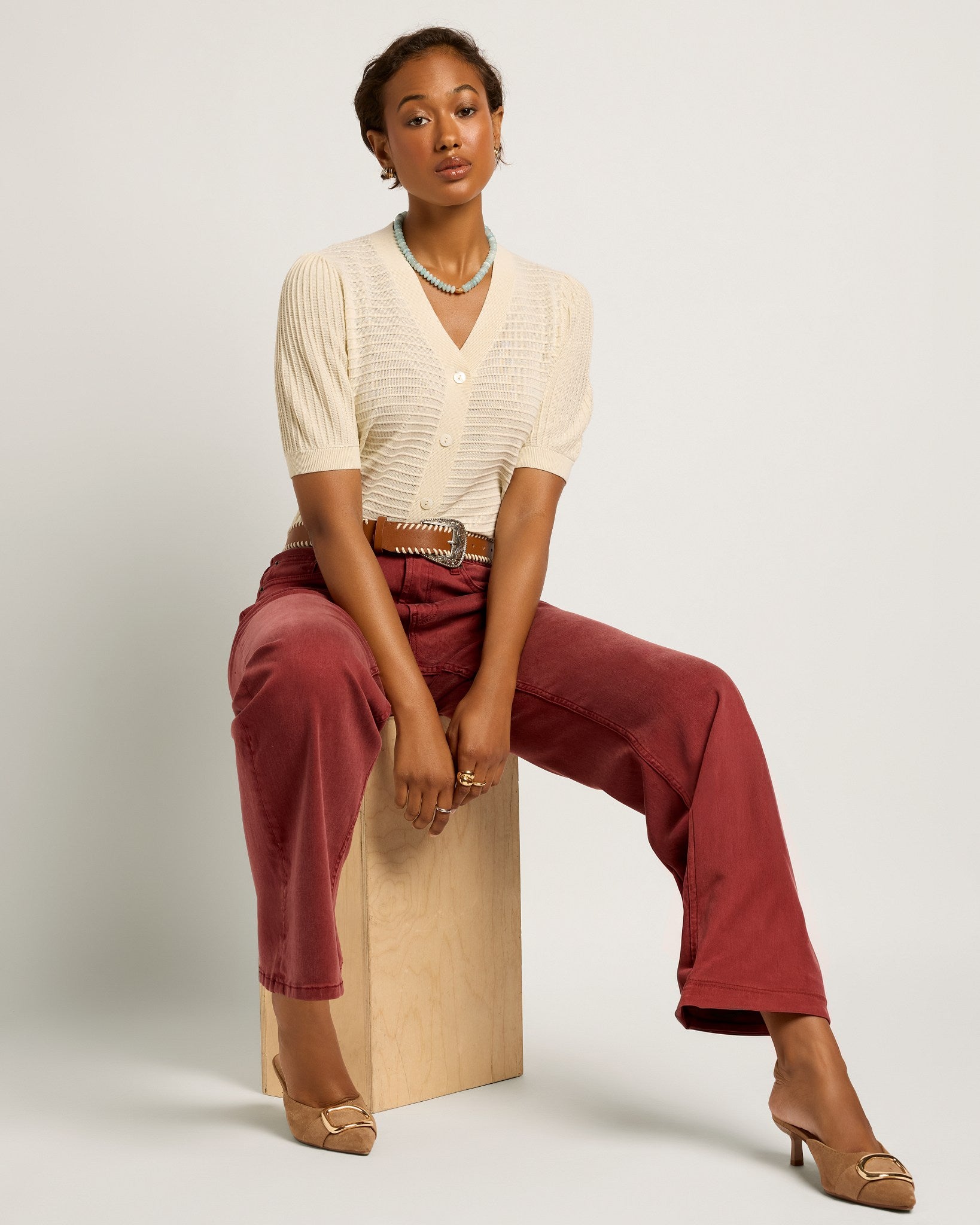 Bordeaux $|& SEAS Layla Wide Leg Pant - UGC On Fig