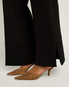 Black $|& SEAS Abigail High Rise Wide Leg Slit Pant - SOF Full Front