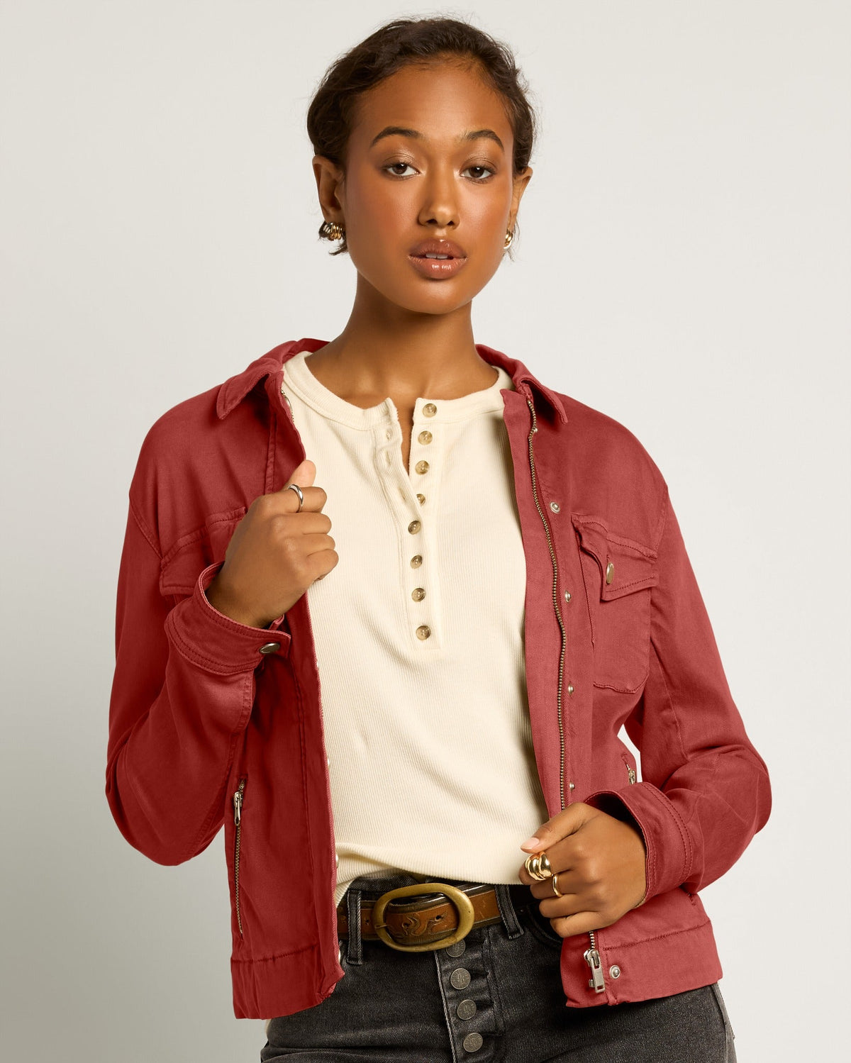 Bordeaux $|& SEAS Potrero Twill Jacket - SOF Front