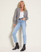 Heather Grey $|& SEAS Cathy Ribbed Cuff Blazer - UGC On Fig