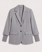 Heather Grey $|& SEAS Cathy Ribbed Cuff Blazer - Hanger Detail