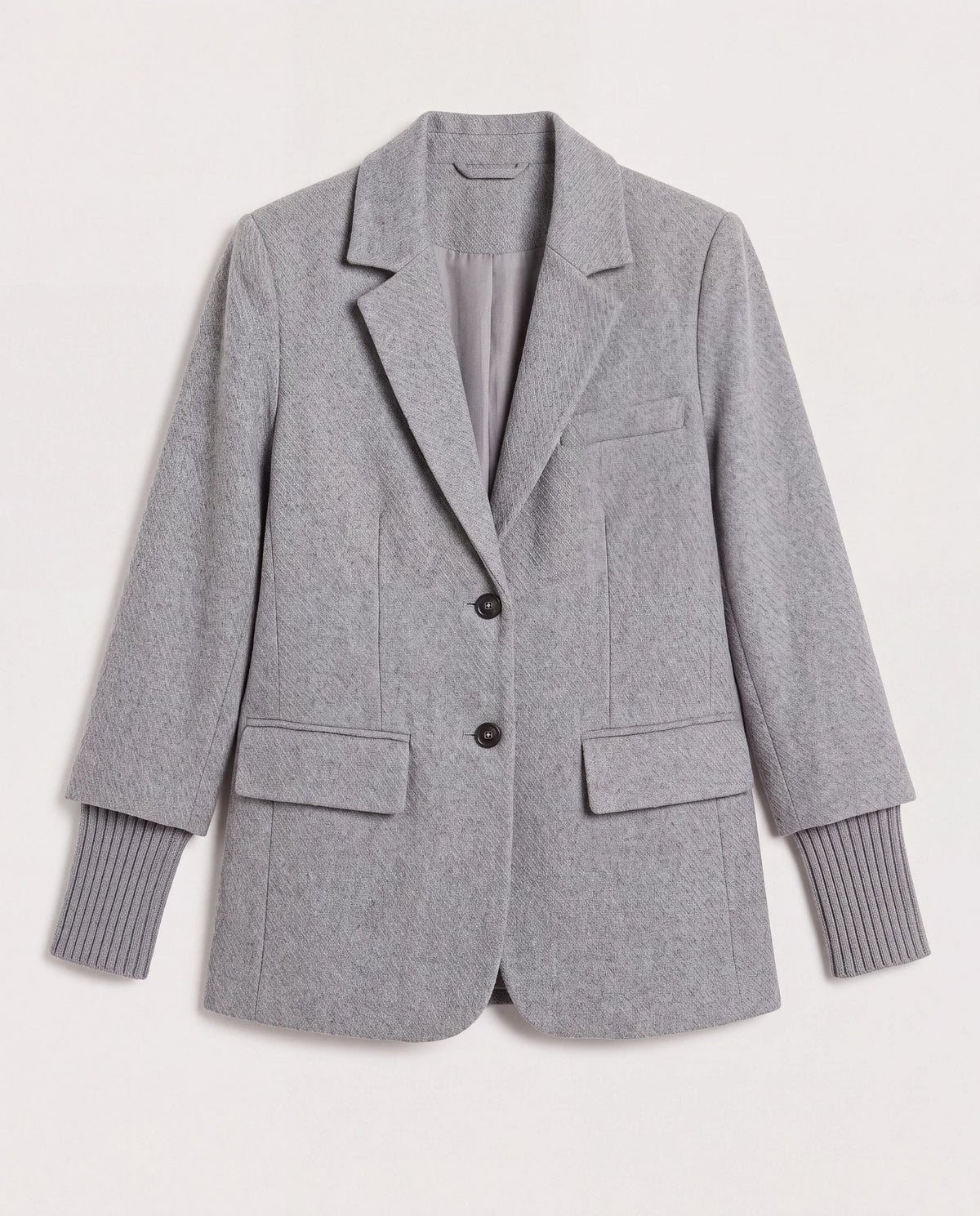 Heather Grey $|& SEAS Cathy Ribbed Cuff Blazer - Hanger Detail