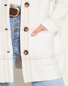 Cream Plaid $|& SEAS Riverbank Elongated Coatigan - VOF Front
