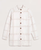 Cream Plaid $|& SEAS Riverbank Elongated Coatigan - Hanger Detail