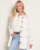 Cream Plaid $|& SEAS Riverbank Elongated Coatigan - SOF Front