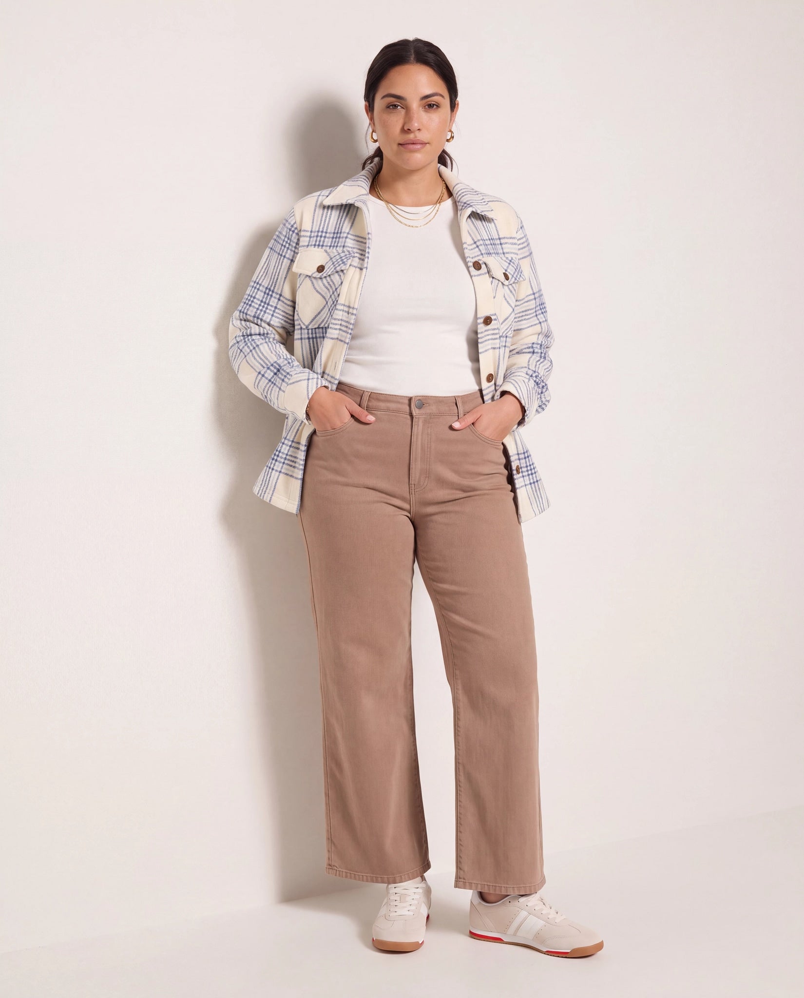 Canyon Plaid $|& SEAS Geena Microfleece Shacket - UGC On Fig
