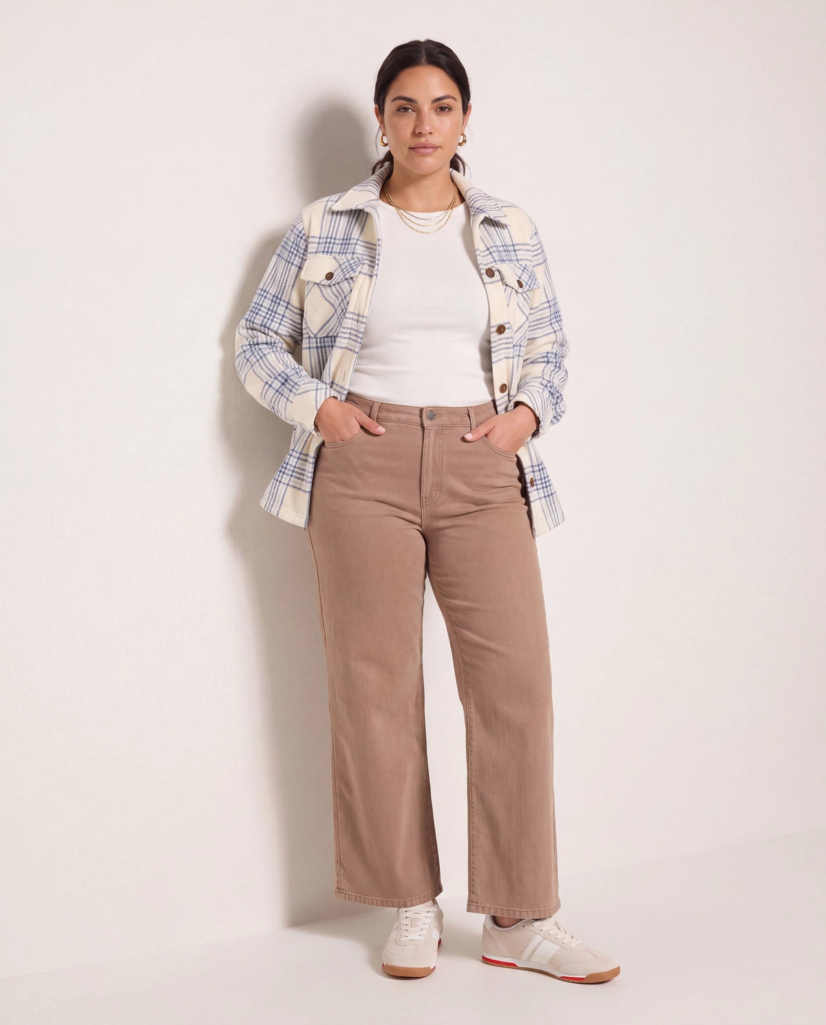 Canyon Plaid $|& SEAS Geena Microfleece Shacket - UGC On Fig