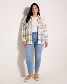 Ivory Plaid $|& SEAS Geena Microfleece Shacket - UGC On Fig