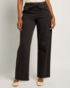 Graphite $|& SEAS Ellie Mid Rise Drawstring Straight Leg Pant - SOF Front