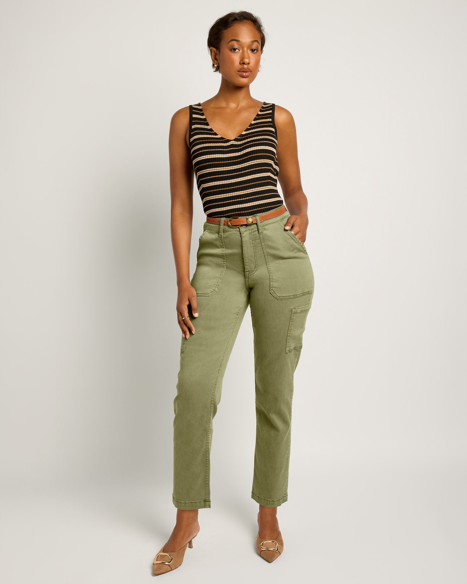 Olive Branch $|& SEAS Liz High Rise Cargo Ankle Pant - UGC On Fig