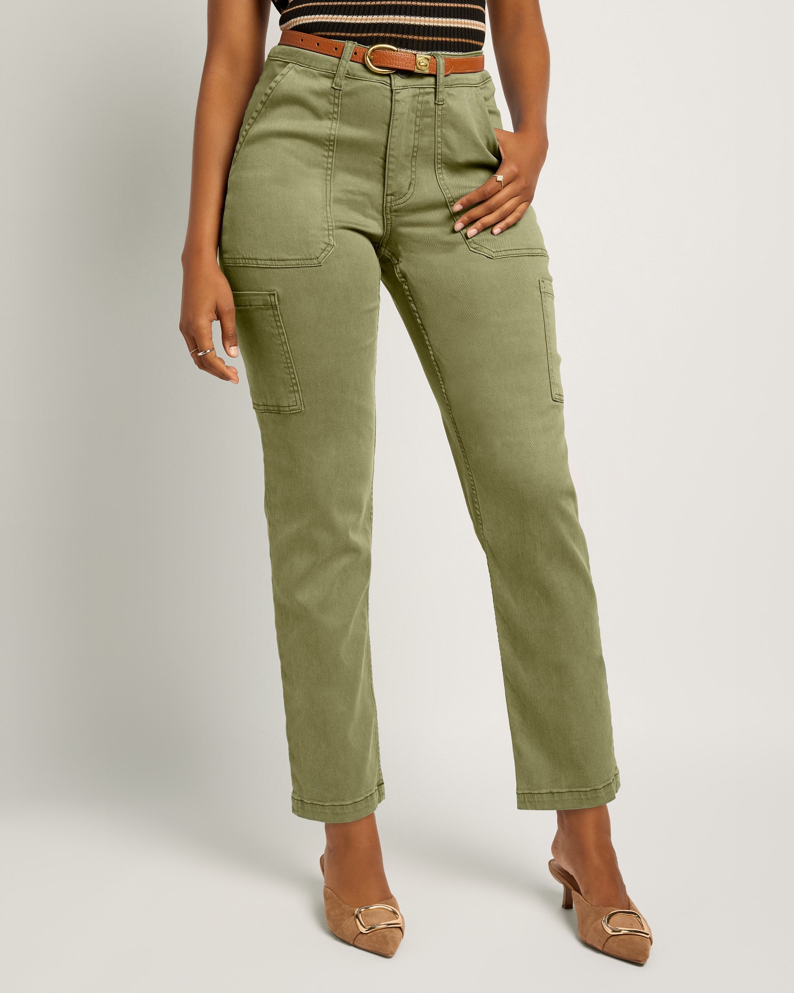Olive Branch $|& SEAS Liz High Rise Cargo Ankle Pant - SOF Front