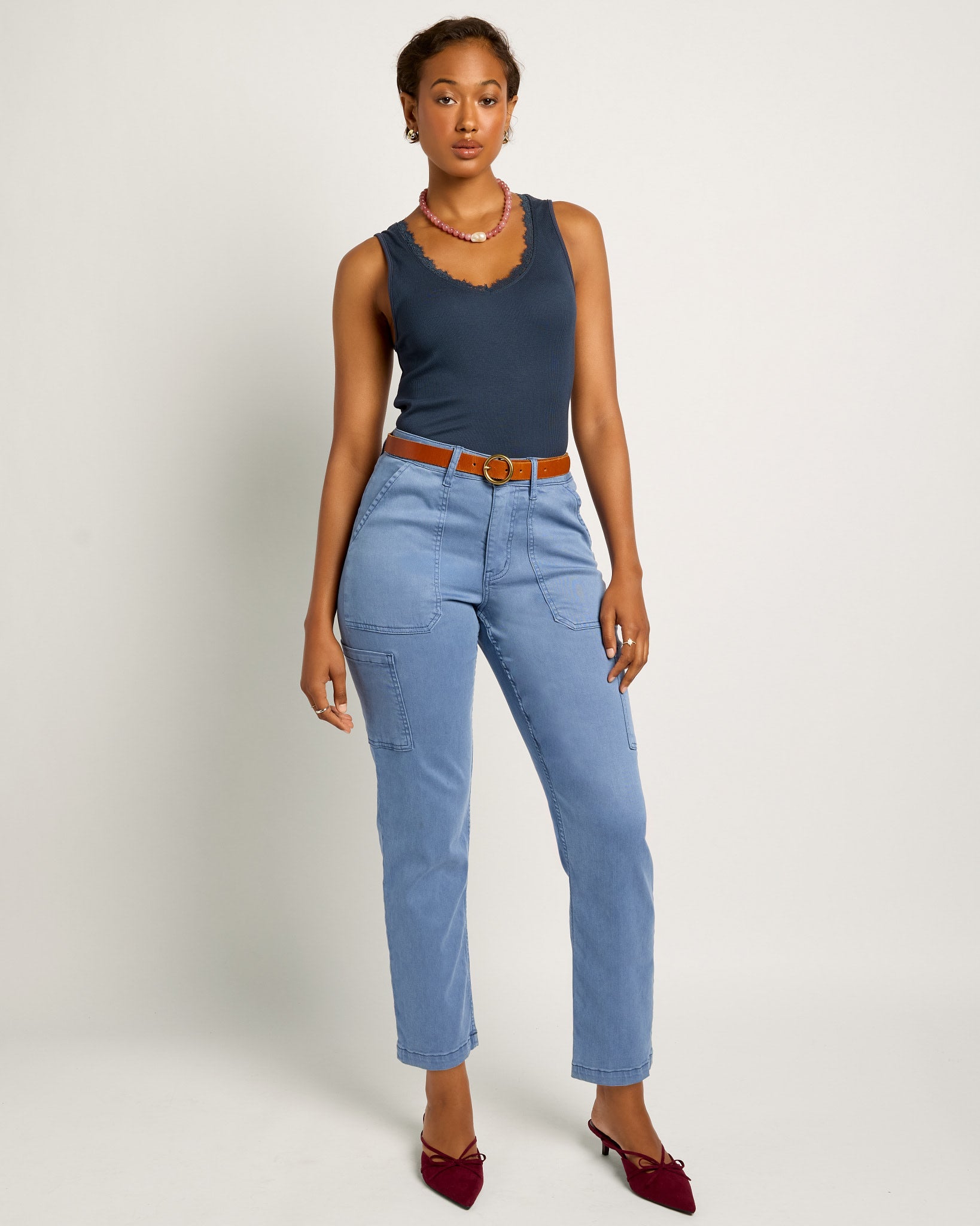 Denim Blue $|& SEAS Liz High Rise Cargo Ankle Pant - UGC On Fig