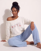 White $|& SEAS Pillow Talk Off Shoulder Sweatshirt - VOF Front