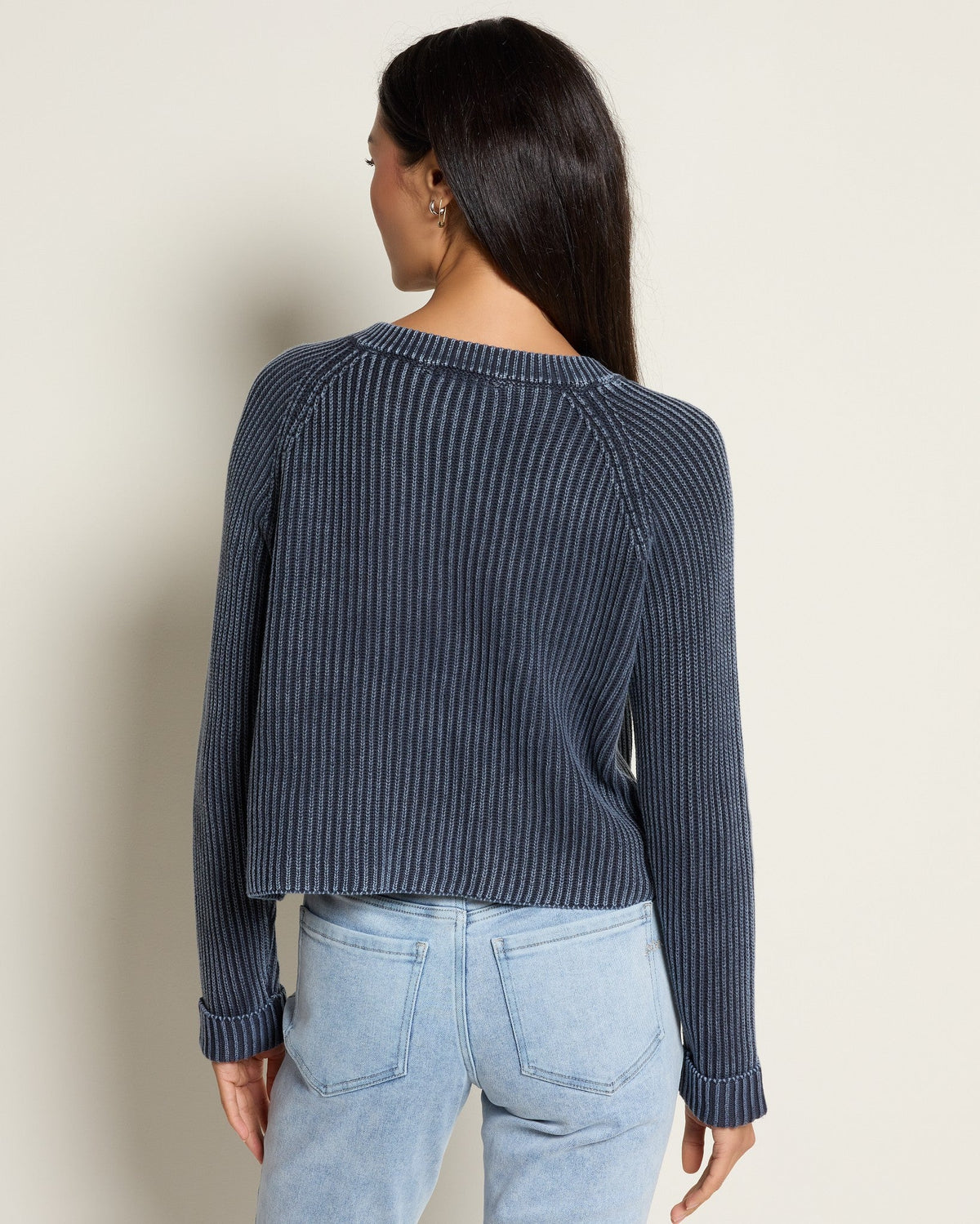 Denim Blue $|& Herizon Twilight Washed Cardigan - SOF Back
