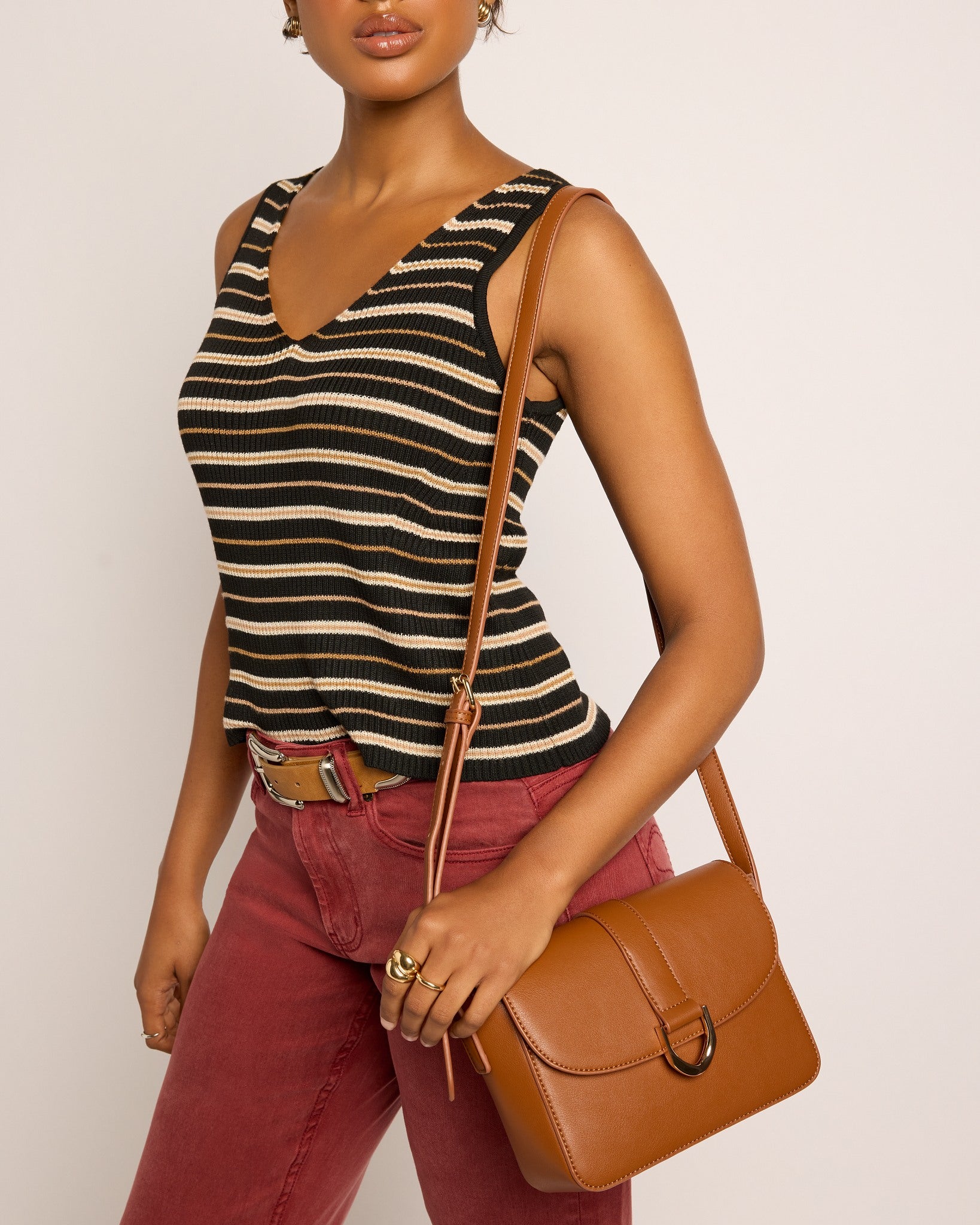 Cognac $|& SEAS Fiona Flap Crossbody - VOF Front