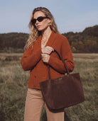Espresso $|& SEAS Arden Braided Handle Tote - SOF Side