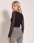 Black $|& SEAS Flora Lace Tee - SOF Back