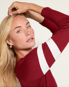 Bordeaux $|& SEAS Evelyn Raglan Long Sleeve Top - SOF Full Front