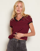 Wine/Black $|& Herizon Sora Stripe Tee - SOF Front