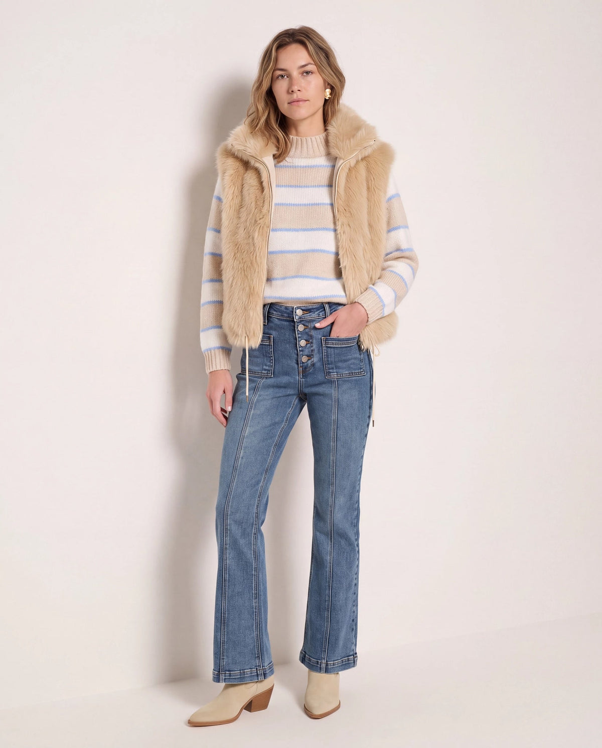 Stone $|& Apricot Faux Fur Vest - UGC On Fig