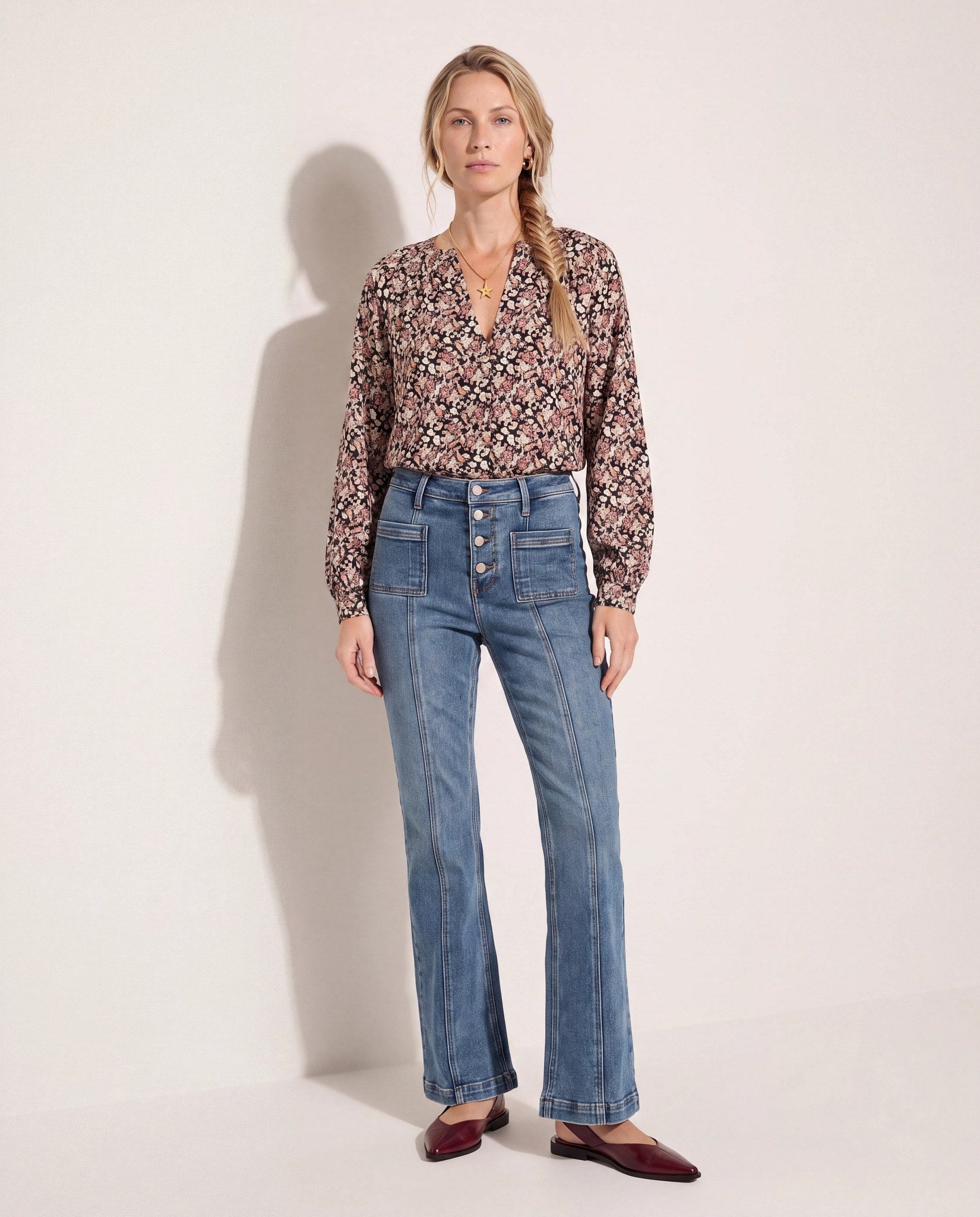 Black Floral $|& SEAS Sonia Button Up Shirt - UGC On Fig