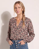 Black Floral $|& SEAS Sonia Button Up Shirt - SOF Front