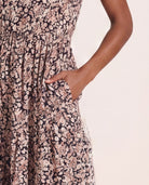 Black Floral $|& SEAS Isabella Tiered Dress - SOF Full Front